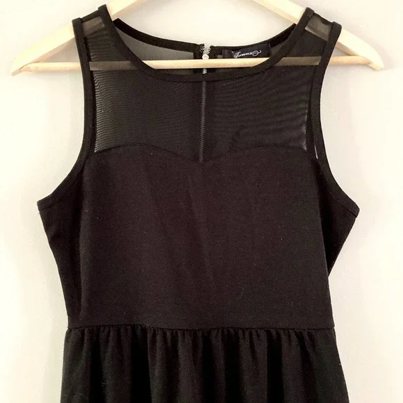 Forever 21 Black Mini Dress w/ Illusion Neckline - Picture 2 of 5